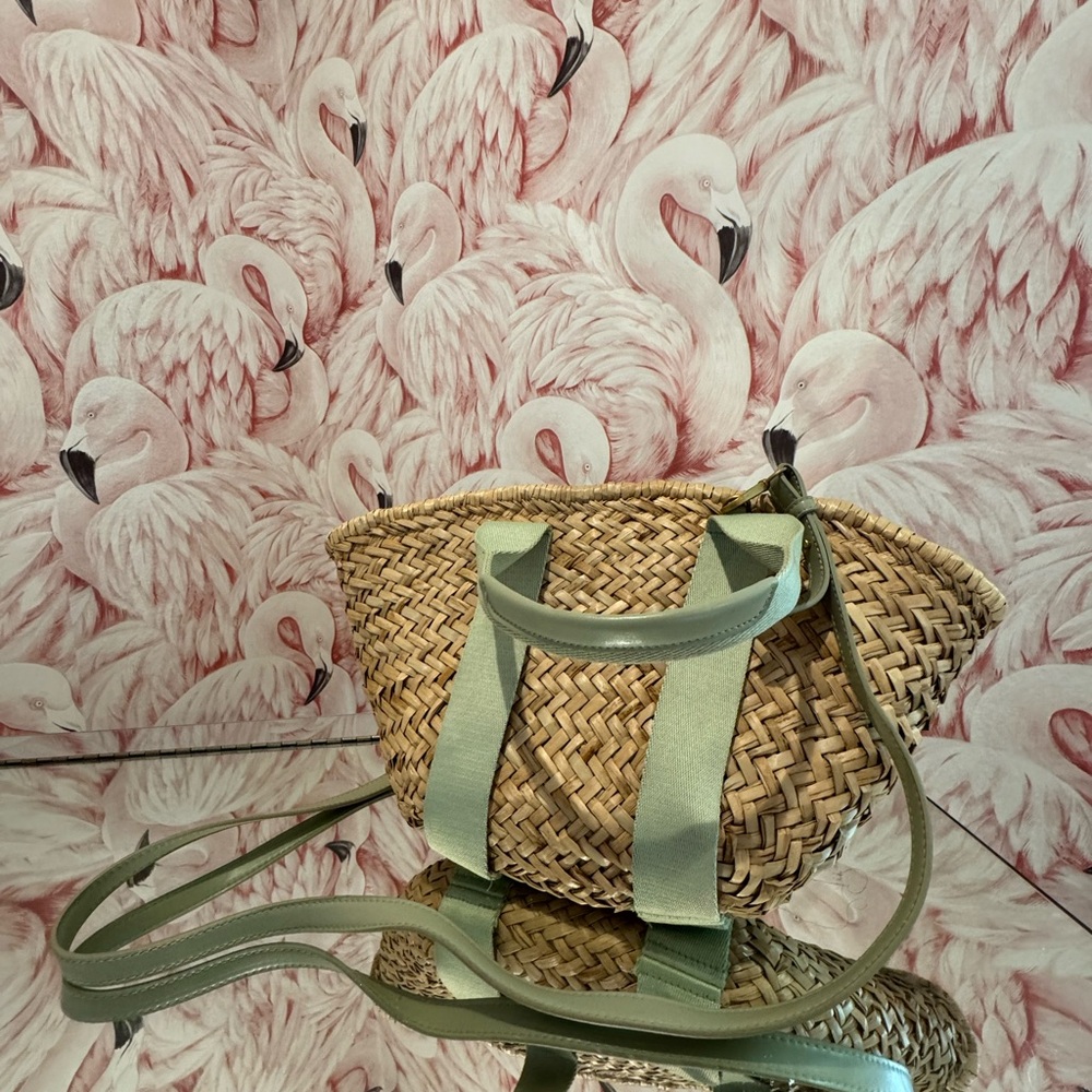 Zara Green and Tan Crossbody Bag with Structured Design